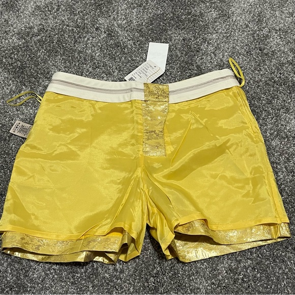 Anthropologie LEIFSDOTTIR Women's Shorts Yellow Gold Mini High Waist Size 10 NWT - Picture 3 of 13